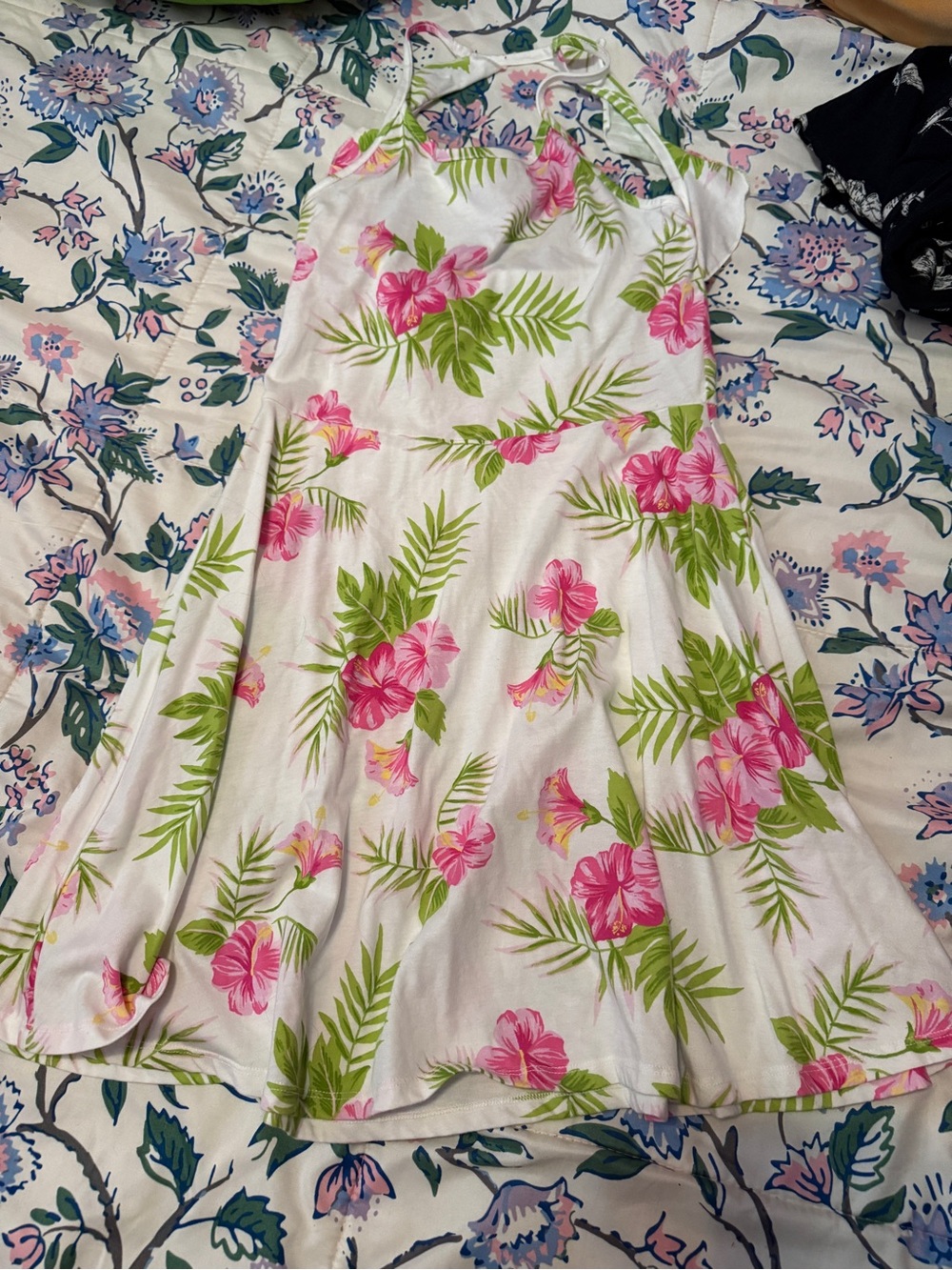 The Children's Place White Halter Dress with Pink Floral Print